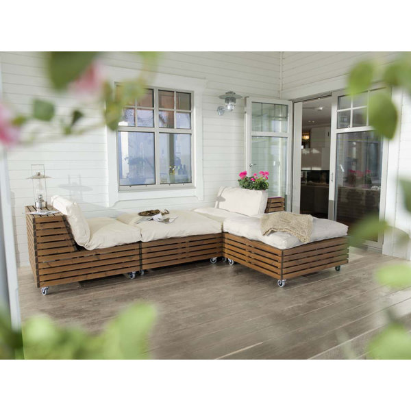 Dakota Fields Bara Vara Wood Outdoor Garden Chair Armless Lounge Chair